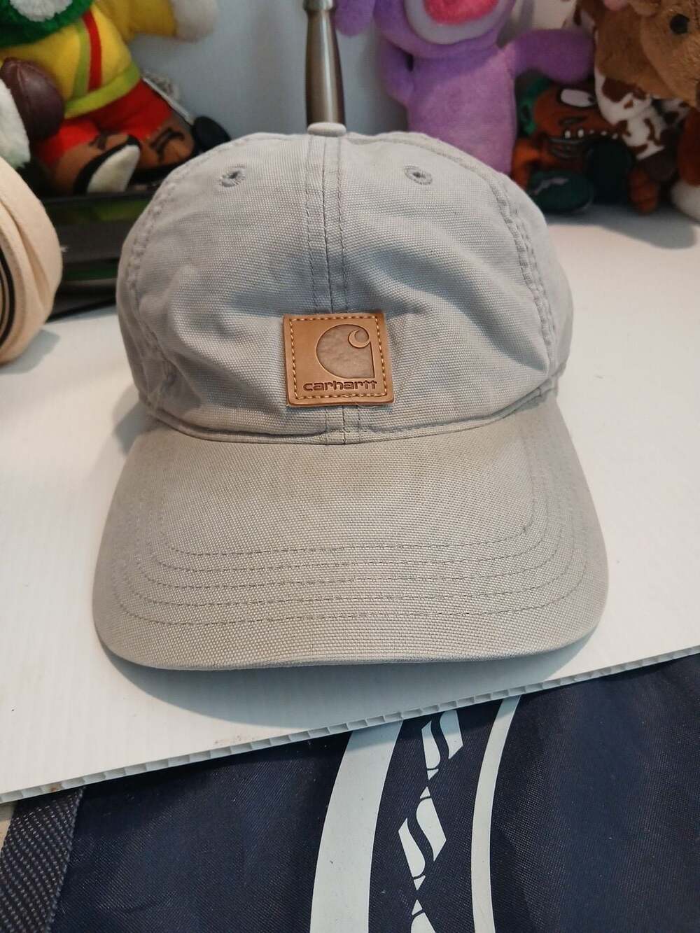 Carhartt Odessa Cap Grey Cotton Canvas Leather Patch Adjustable